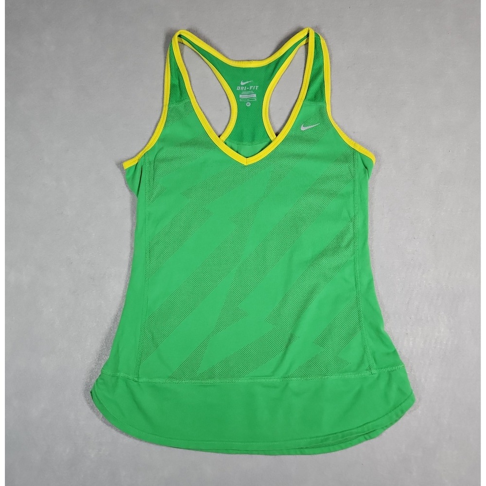 Nike Womens Green Dri-FIT Cotton Blend Racerback Tank Top Size Medium